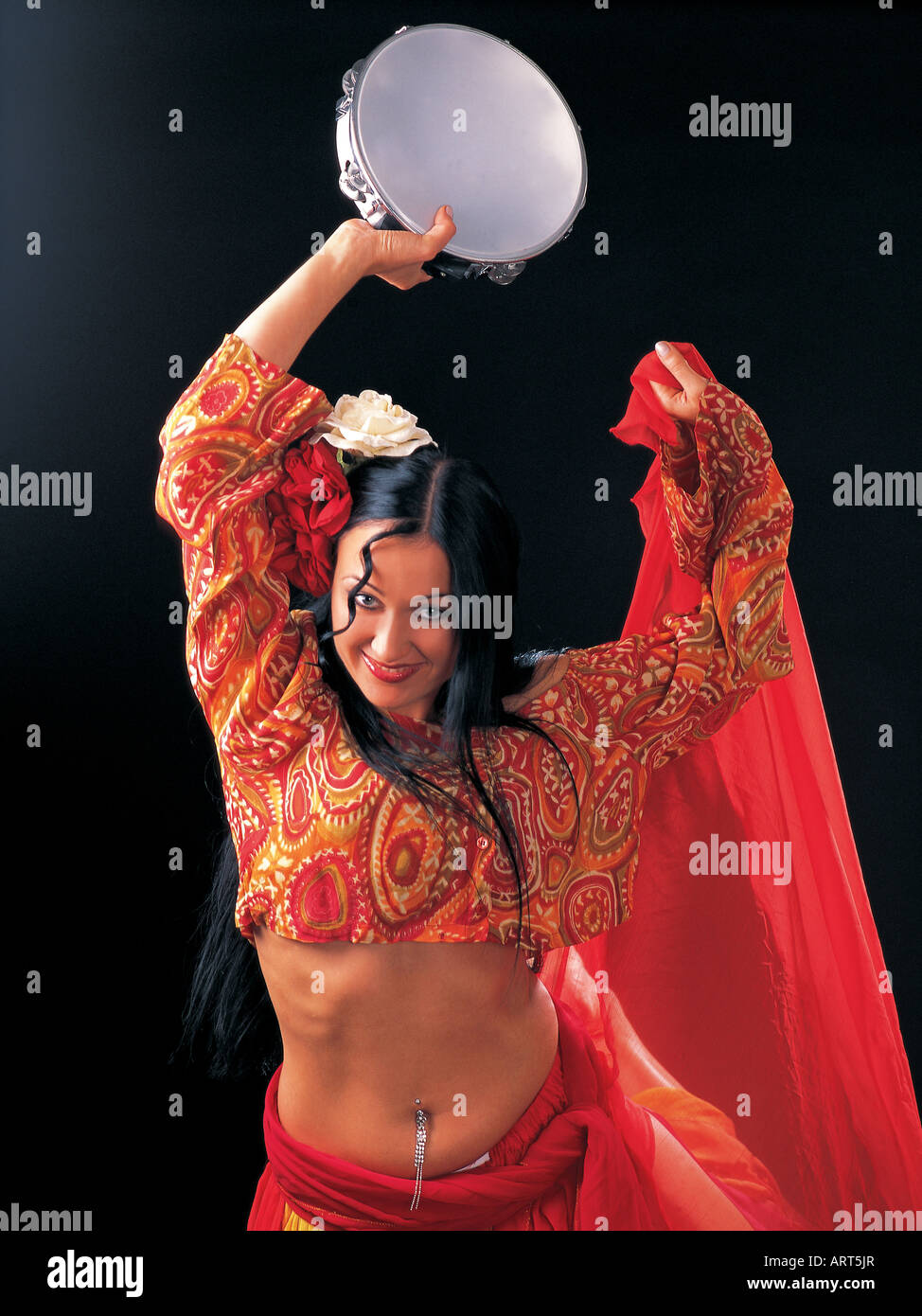 Bellydancer with a tambourine Stock Photo Alamy