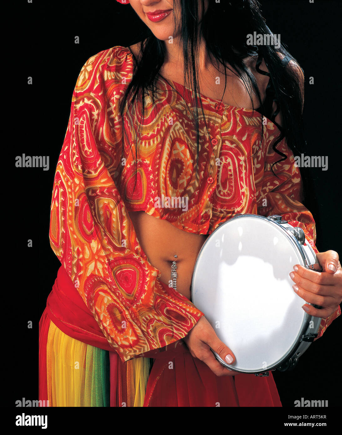 Bellydancer with a tambourine Stock Photo Alamy