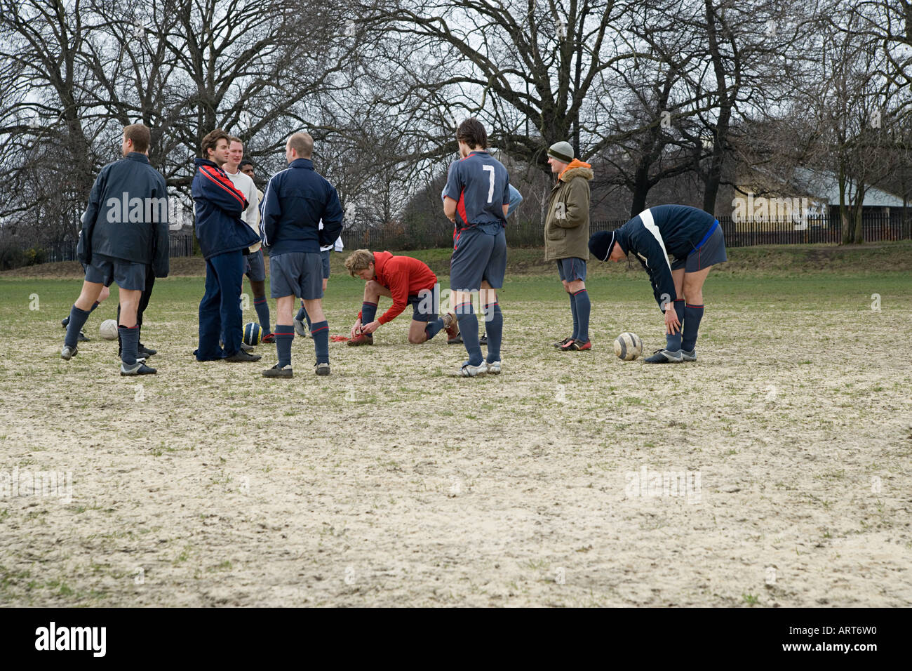 Football team warming up Stock Photo Alamy
