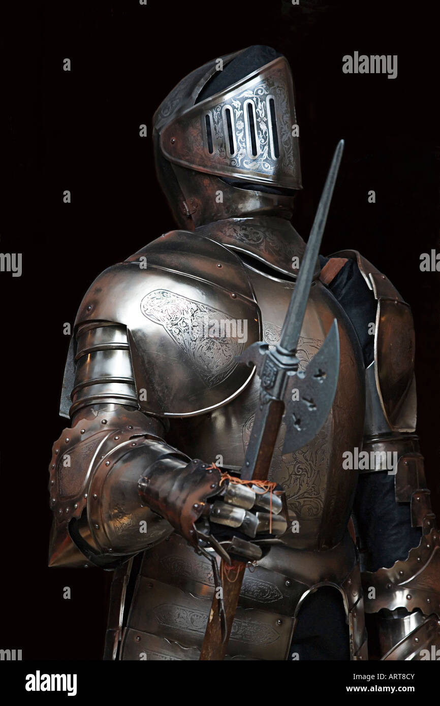 Suit of Armour, knight soldier re-production. Stock Photo