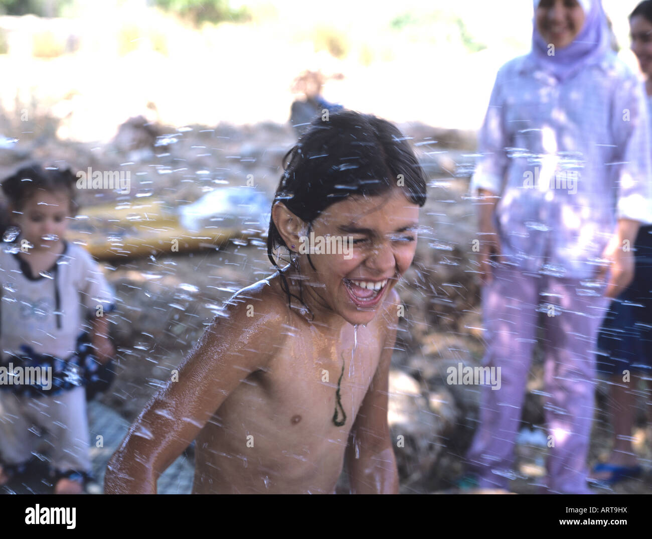 Family picnic in Yammouneh village, Beqaa valley, Lebanon Stock Photo