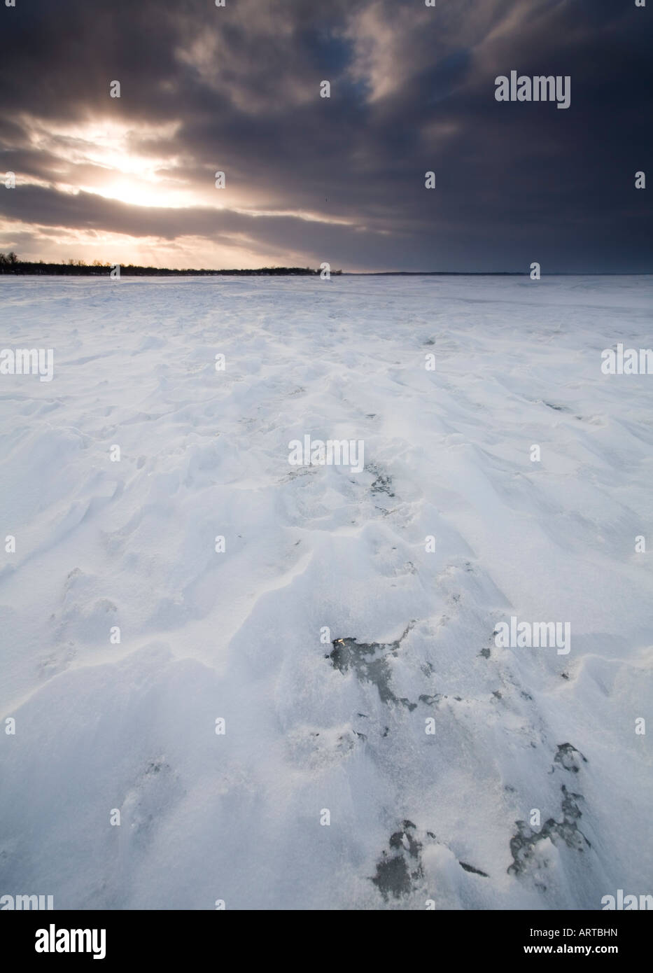 Frozen Lake Simcoe, Jackson's Point, Ontario, Canada Stock Photo