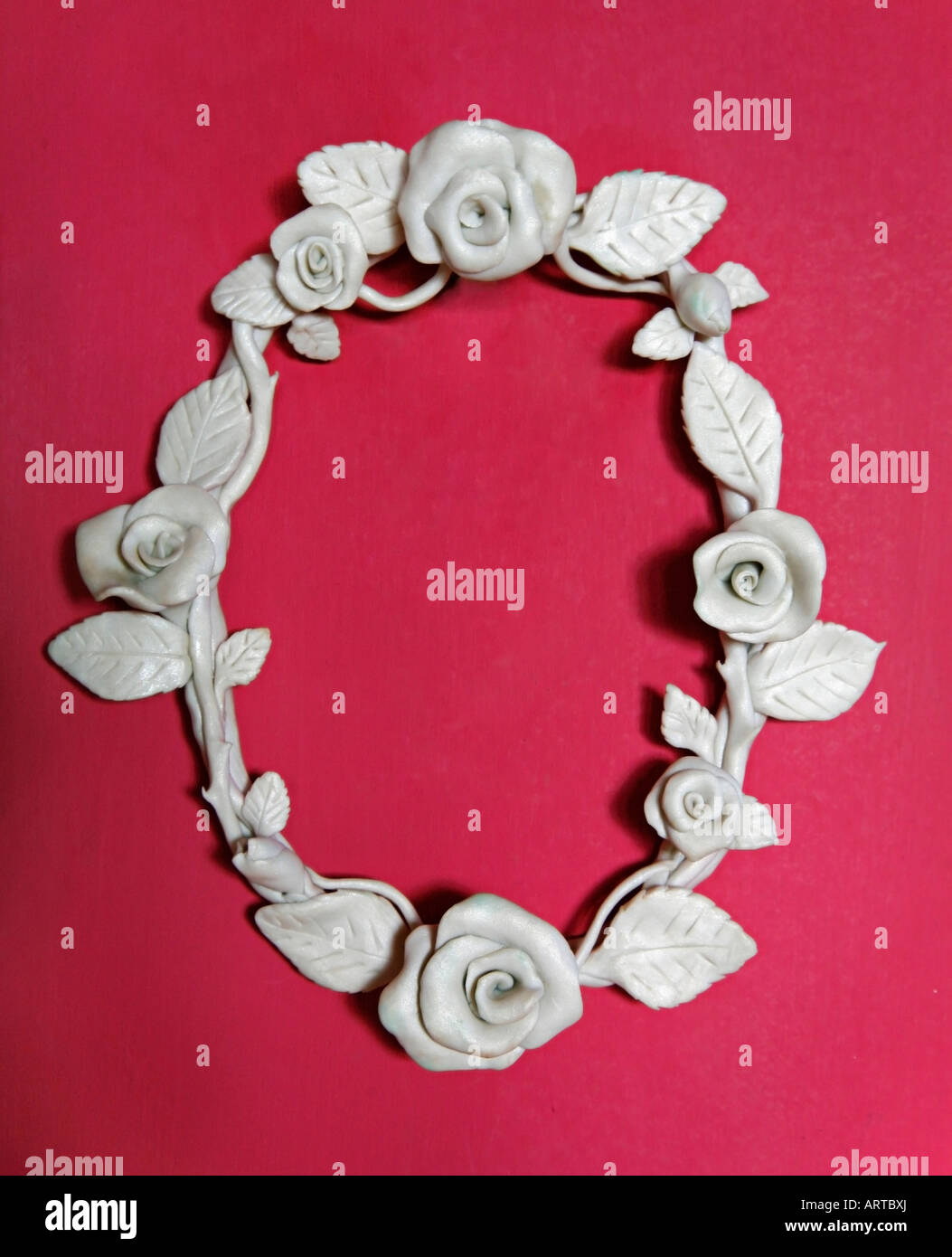 Oval Mirror frame hand craft art floral Stock Photo Alamy