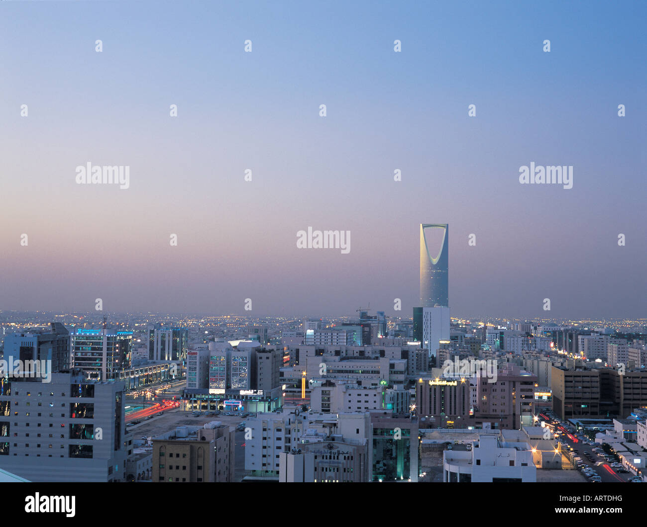 City of Riyadh with Al Mamlakah (Kingdom) Tower, Saudi Arabia Stock Photo