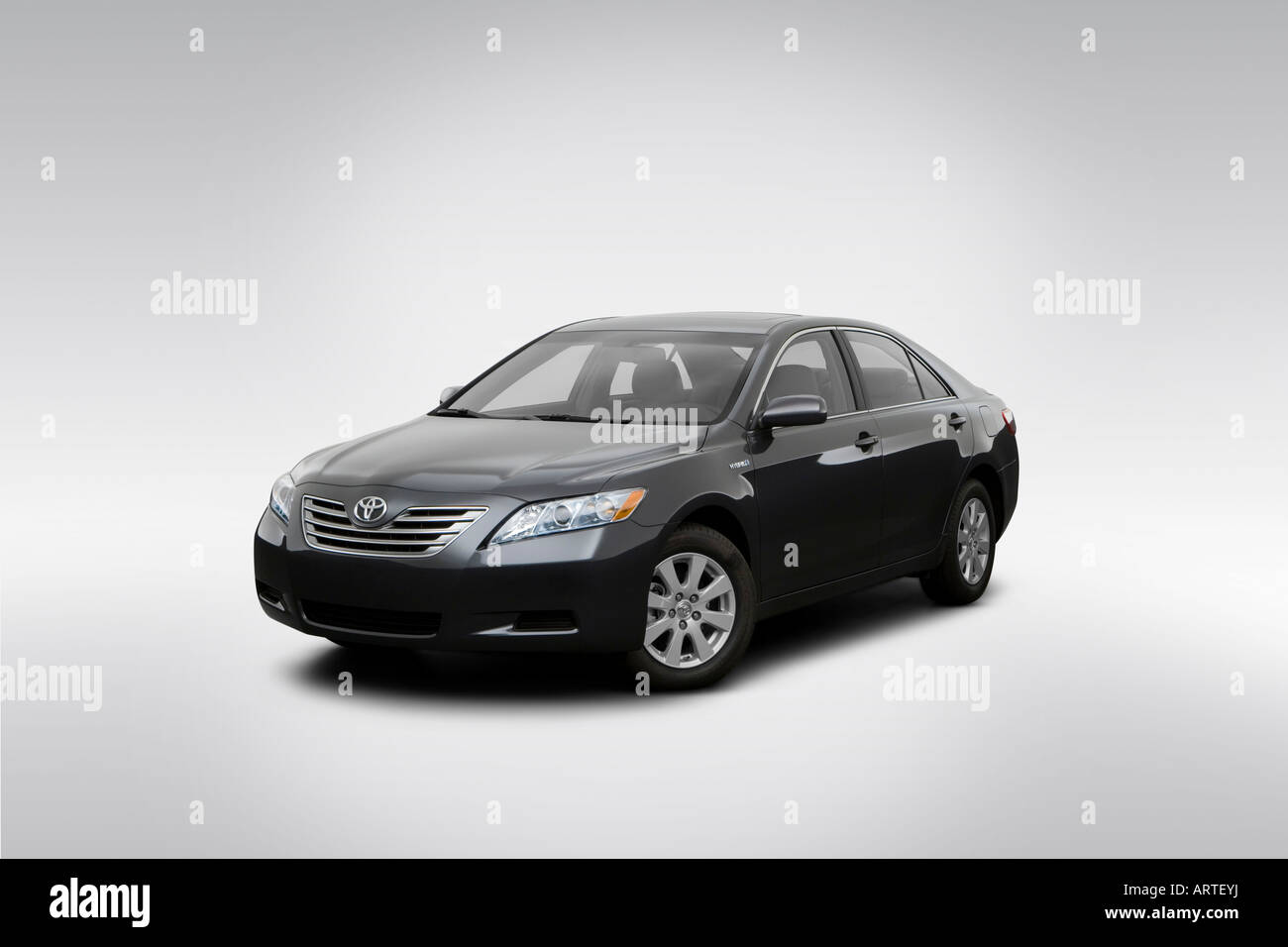 2008 Toyota Camry Hybrid in Gray - Front angle view Stock Photo