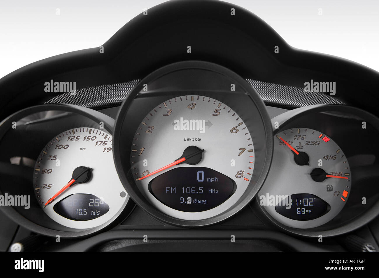 2008 Porsche Cayman S in Red - Speedometer/tachometer Stock Photo