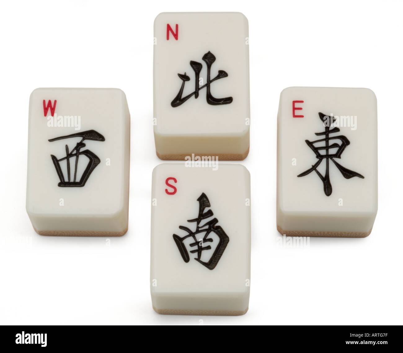 Mah Jongg tiles pieces four winds north south east west cardinal points Stock Photo