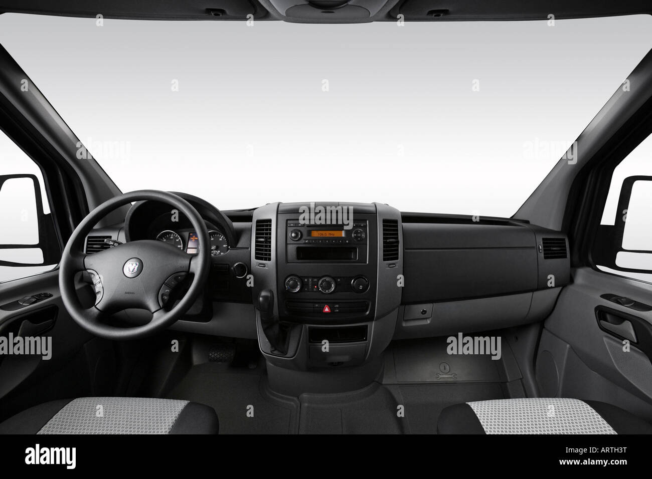 2008 Dodge Sprinter 2500 Cargo in Gray - Dashboard, center console, gear shifter view Stock Photo