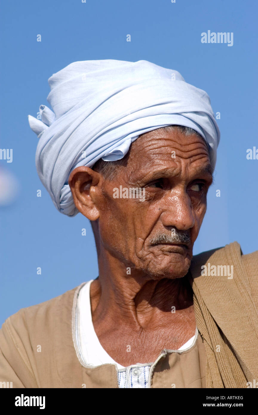 Egyptian man with turban or head scarf in Alexandria Egypt Stock Photo