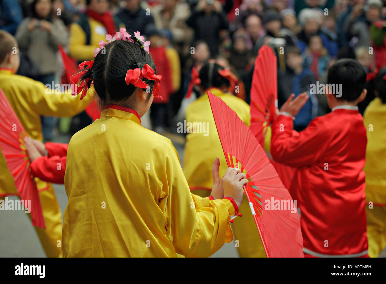 Young participants in annual Chinese New Year celebration Victoria British Columbia Canada Stock Photo