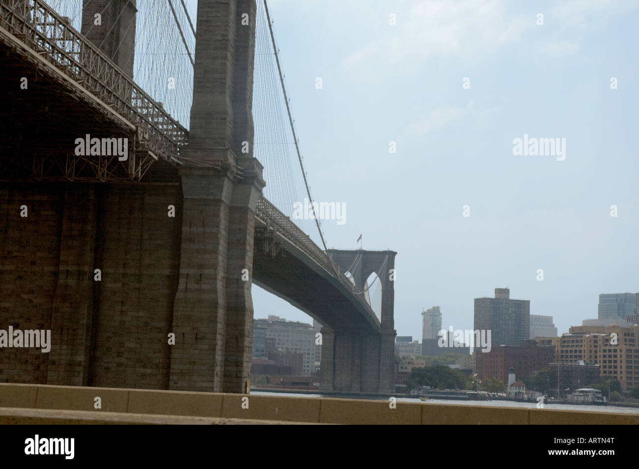 Looking at Brooklyn Bridge New York City Stock Photo