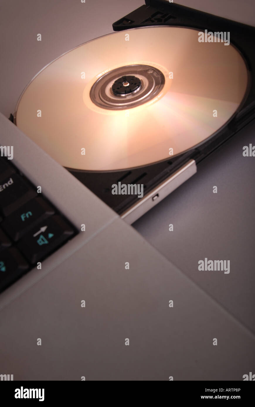 Disc drive with a blank cd, dvd (cd-rom) Stock Photo