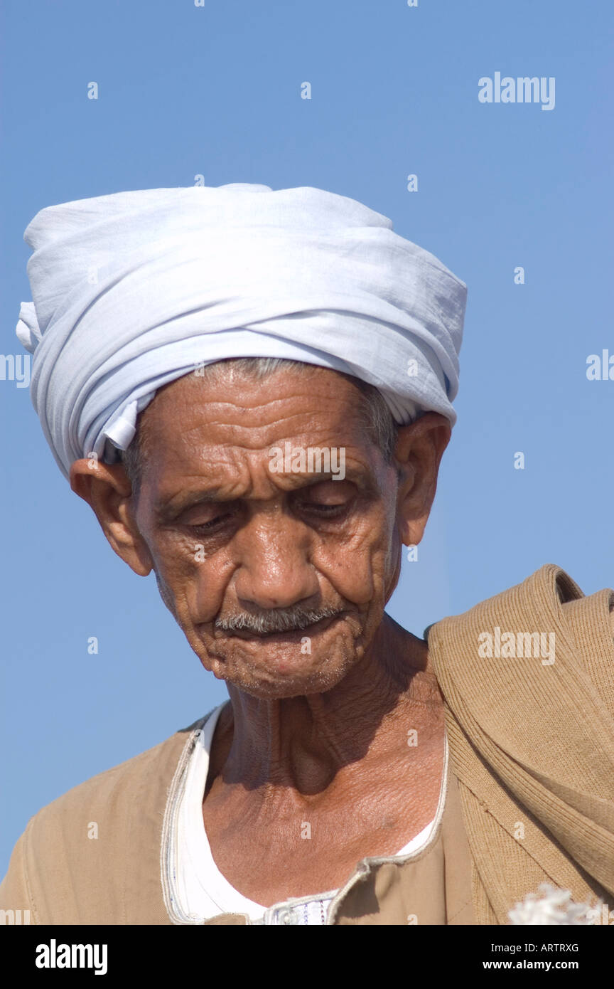 Egyptian man with turban or head scarf in Alexandria Egypt Stock Photo