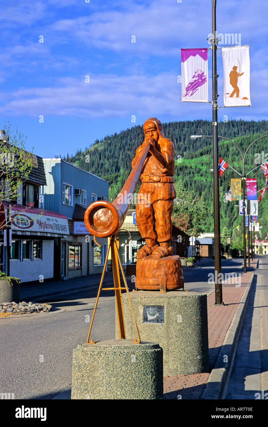 Alpenhorn man statue Stock Photo