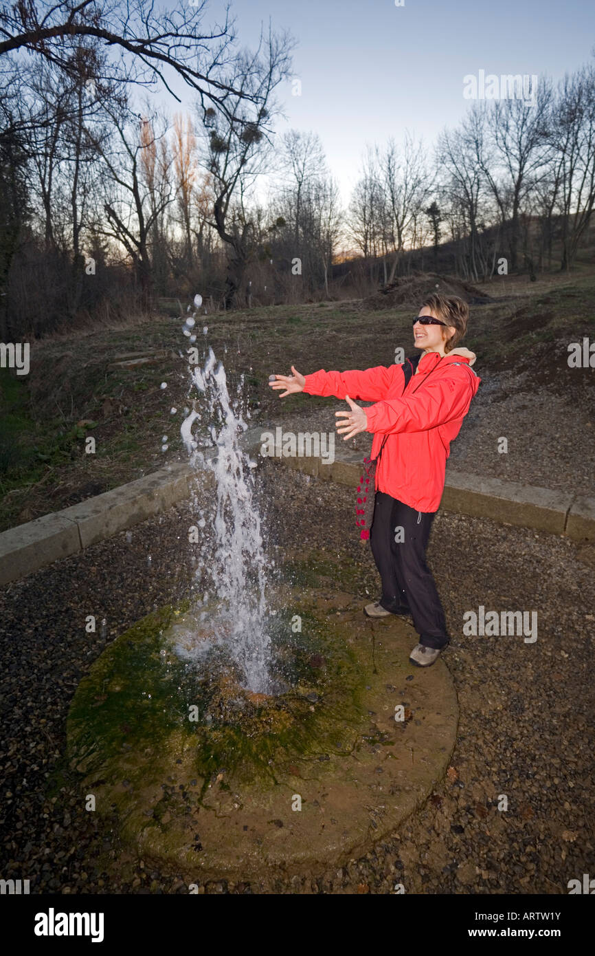 The Lignat intermittent spring (Puy de Dôme - France). Source intermittente de Lignat (Puy-de-Dôme - France). Stock Photo