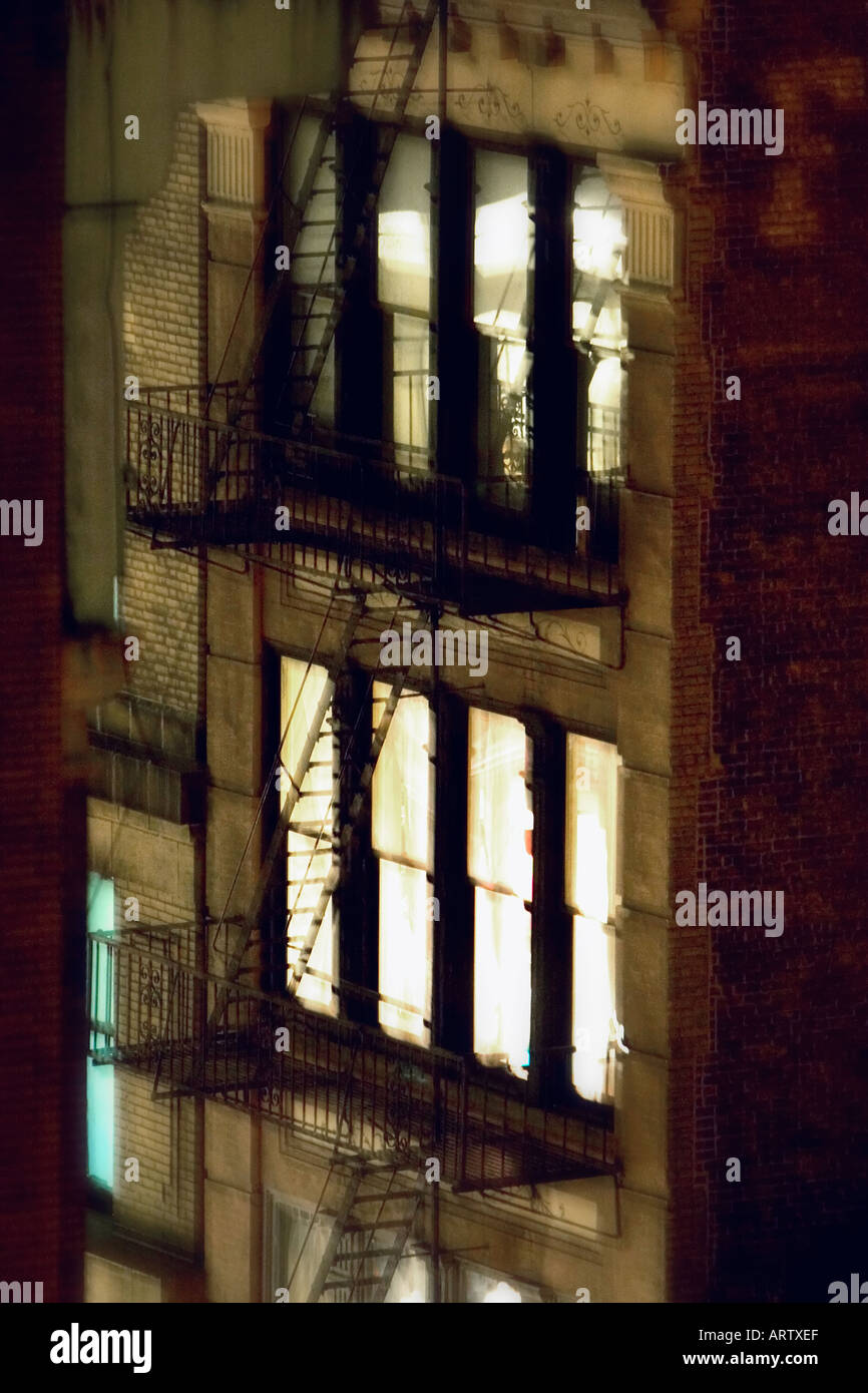 Night image of apartment exterior Stock Photo