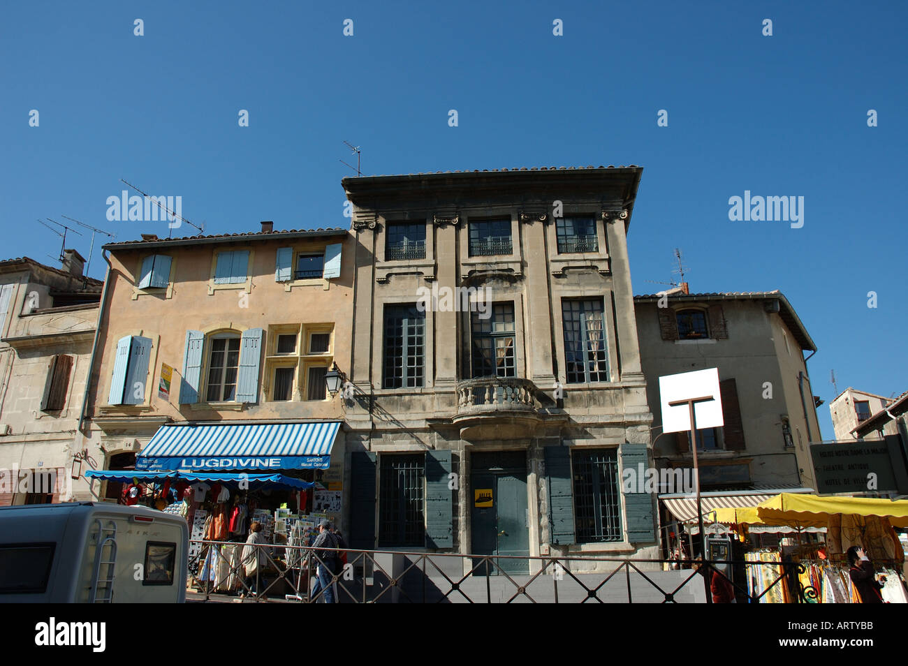 Arles FRANCE 'Street Scene' near Amphithéâtre, in the center of the city Old buildings houses stores 'South of France' Stock Photo