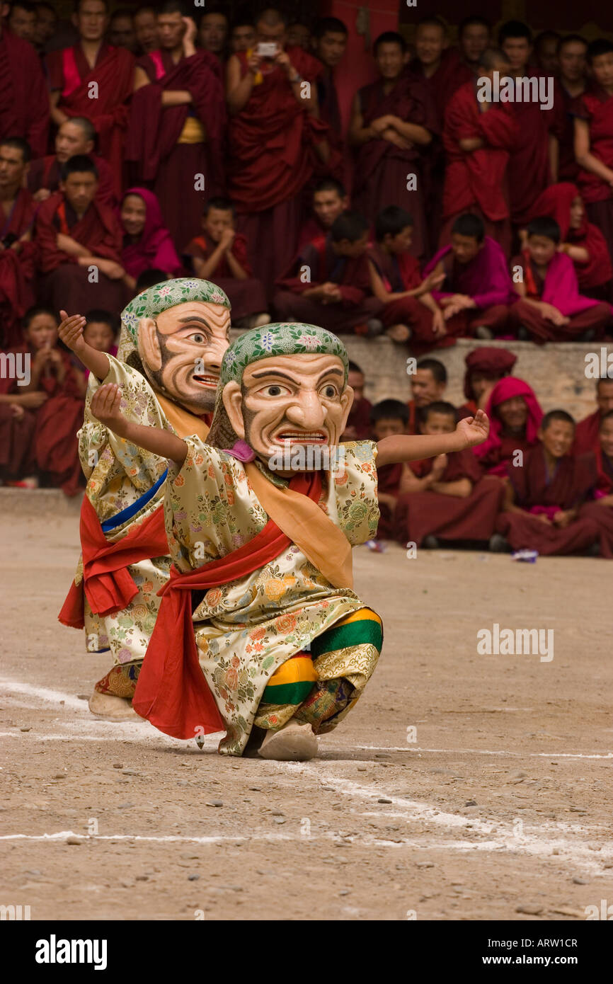 Cham ritual masked Tibetan dance performed by monks during a festival ...