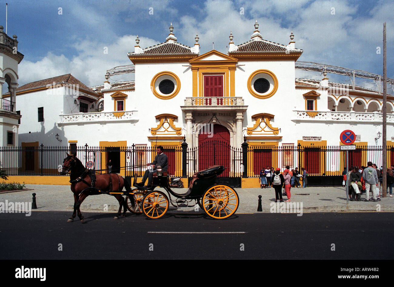 Maestranza Bull ring Seville Puerta del Principe through which only the  most successfull toreros are allowed to leave the arena Stock Photo - Alamy