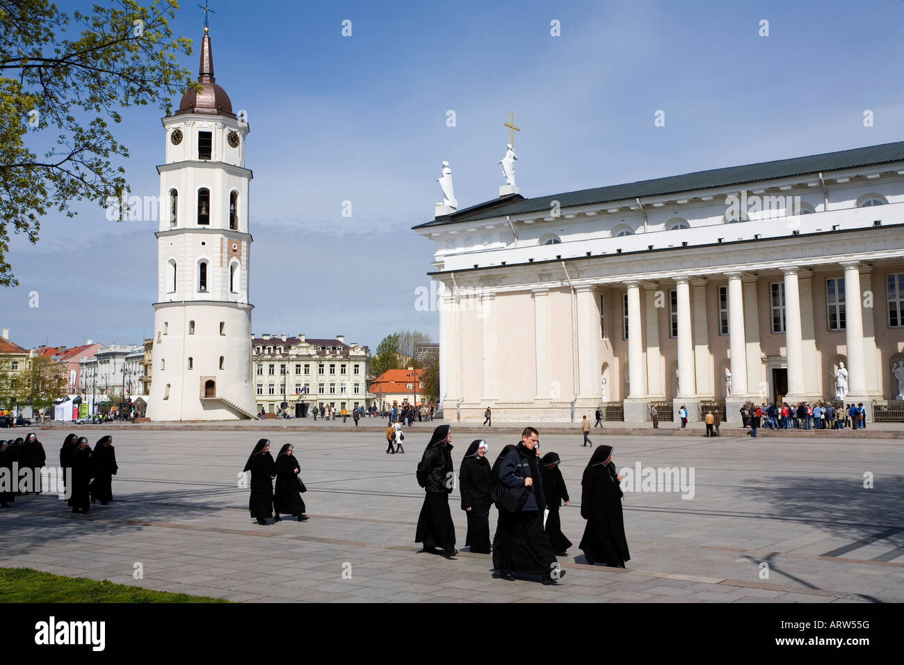 The statue of Grand Duke Gediminas and the Cathedral bell tower in