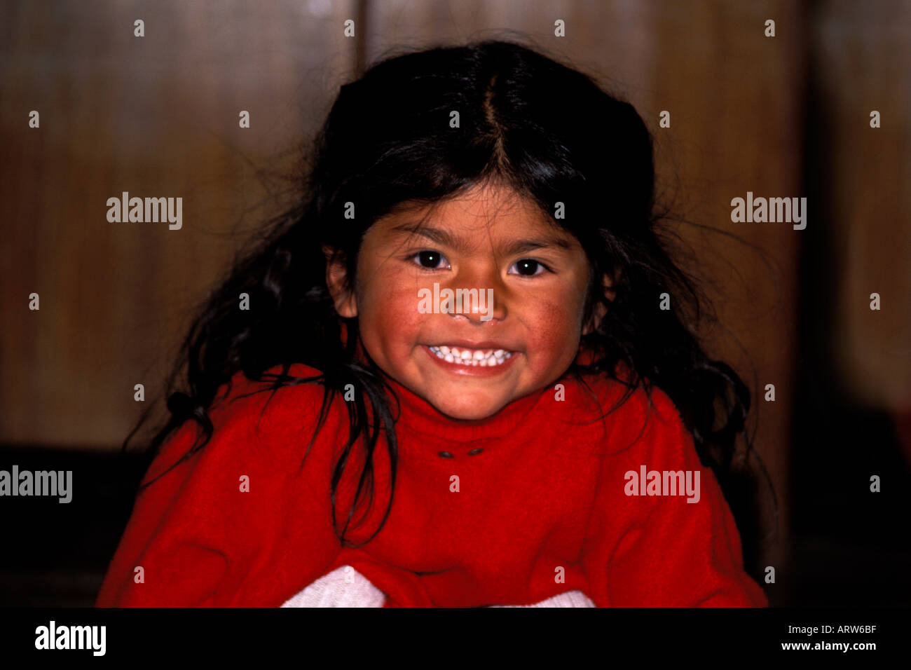 portrait of little bolivian native girl in potosi Stock Photo