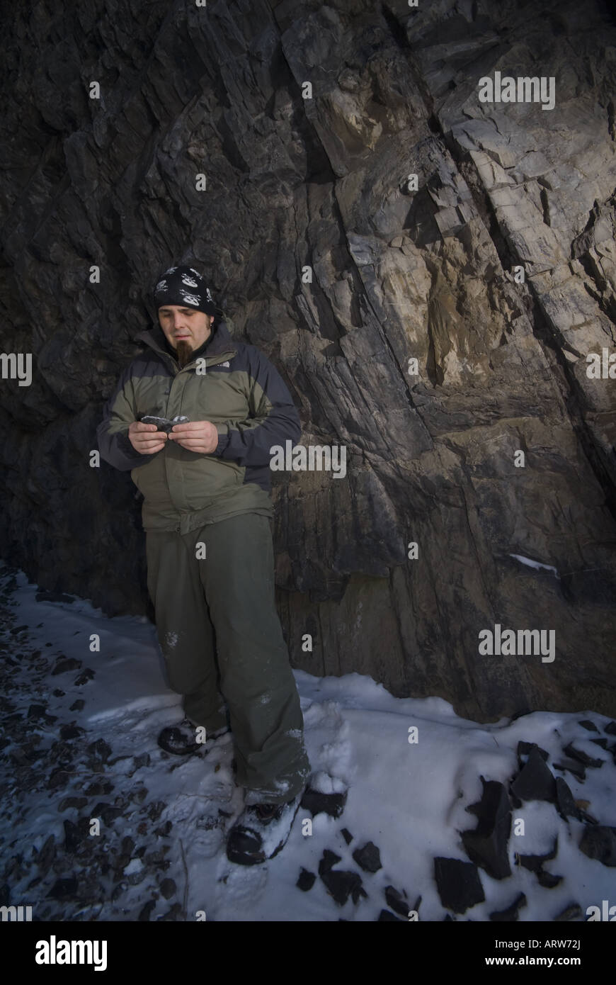 Geologist working in a gold mine tunnel Stock Photo Alamy