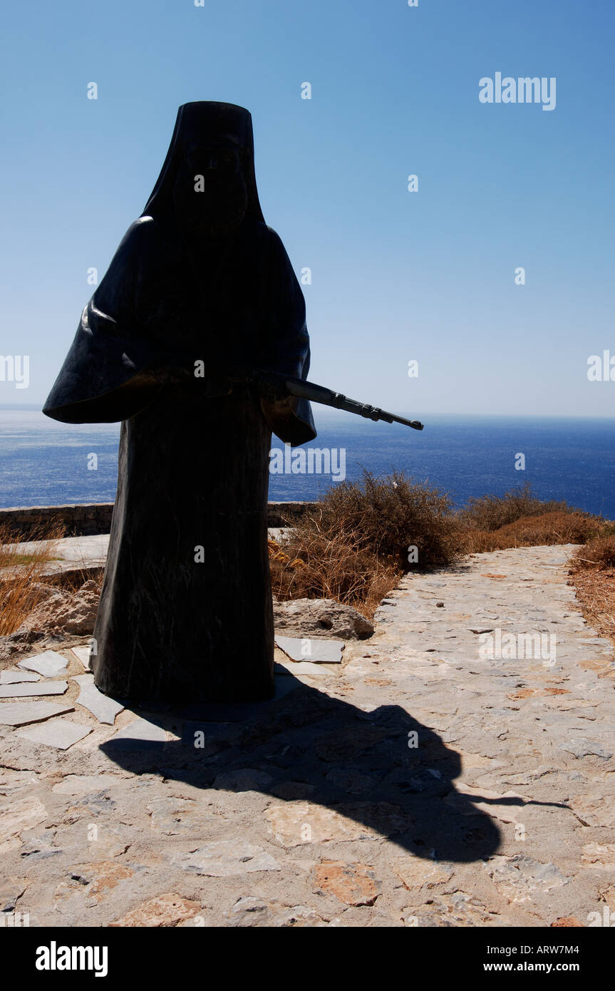 Crete Moni Preveli monument for monks who fought the germans in WO II Stock Photo