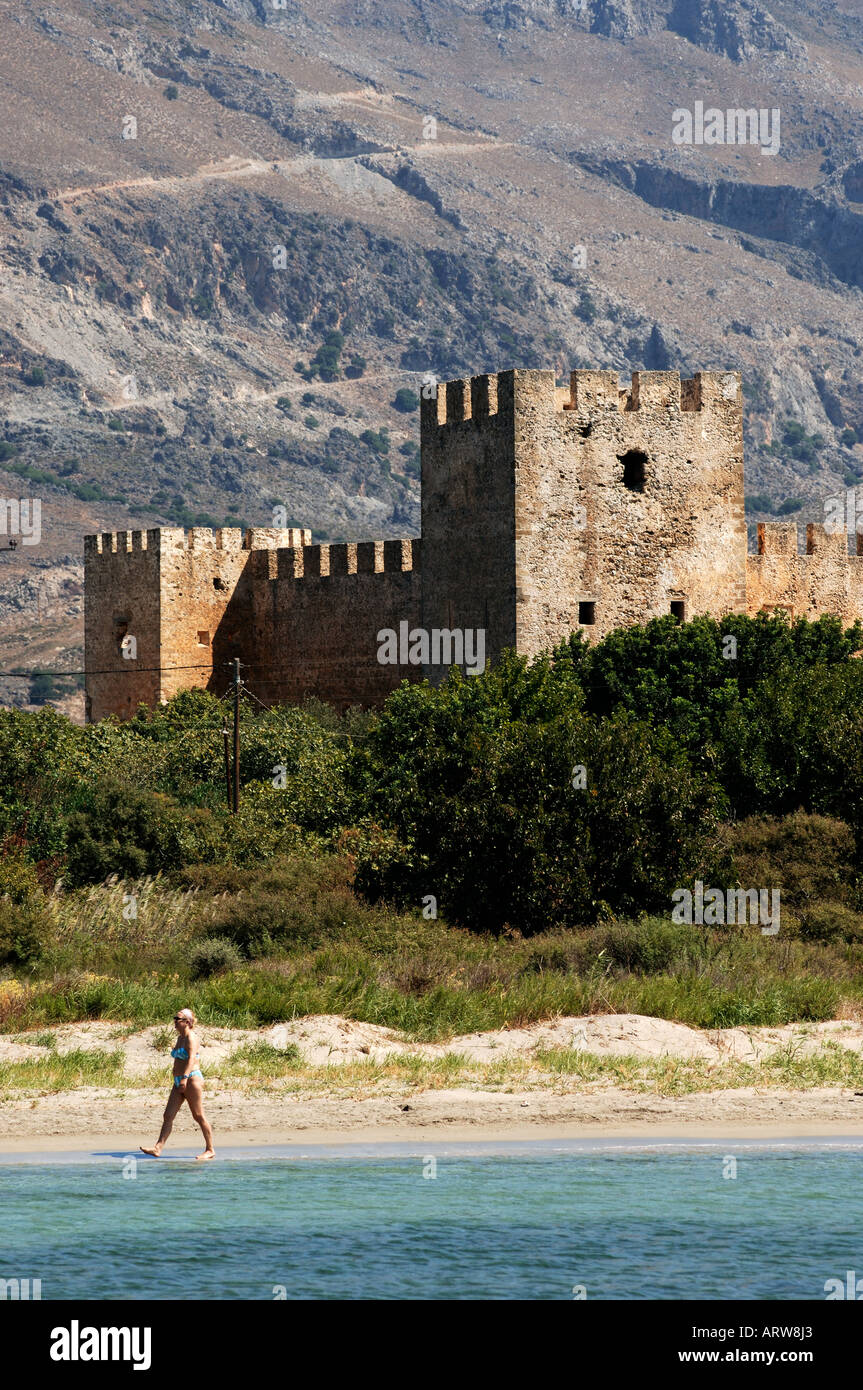 Crete the castle of Frangokastello Stock Photo