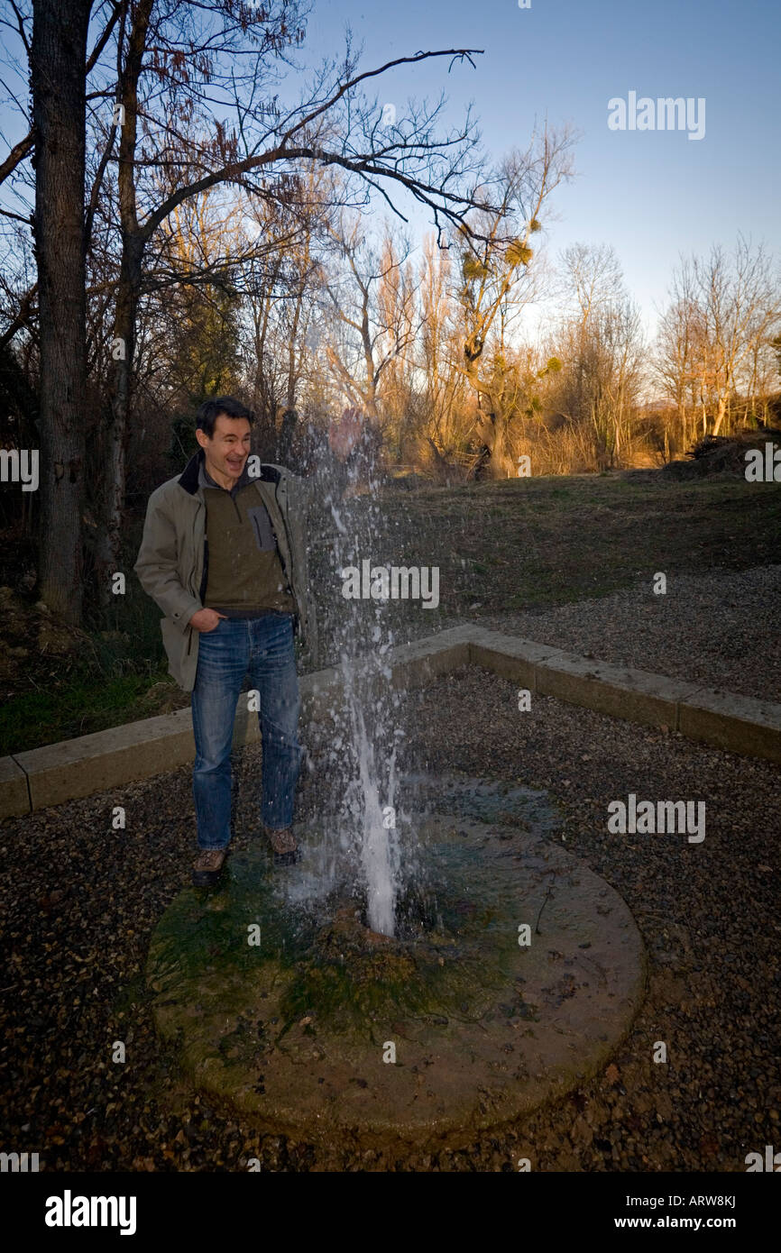 The Lignat intermittent spring (Puy de Dôme - France). Source intermittente de Lignat (Puy-de-Dôme - France). Stock Photo