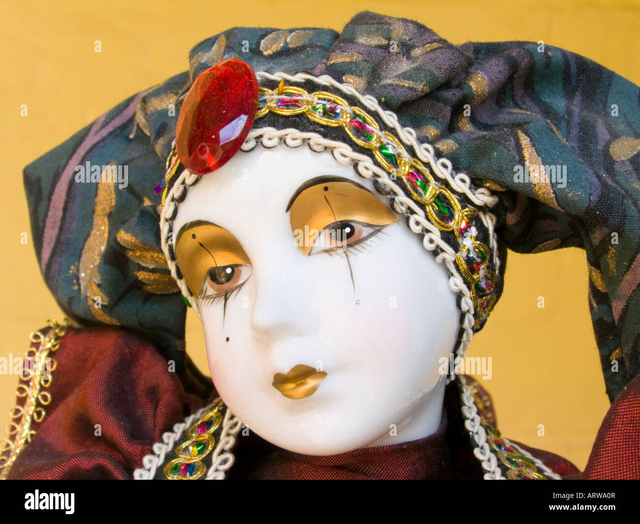 Antique Porcelain Jester Doll Stock Photo