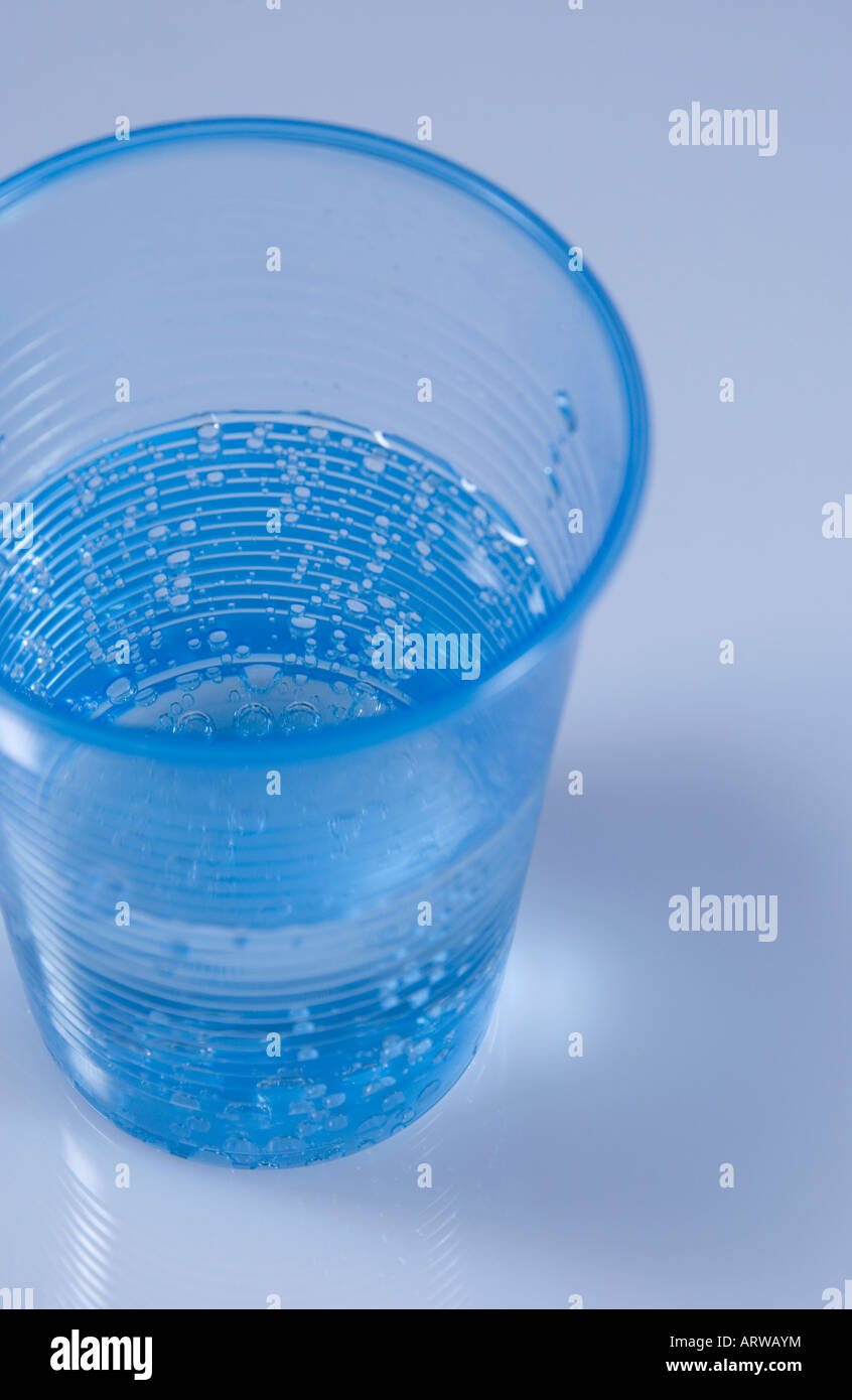 sparkling water in plastic cup Stock Photo Alamy