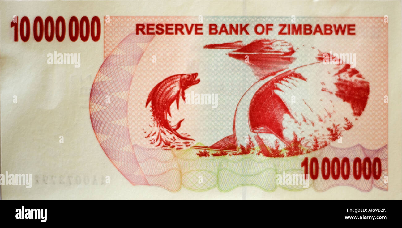Zimbabwe Dollar 10000000 ten million note Stock Photo