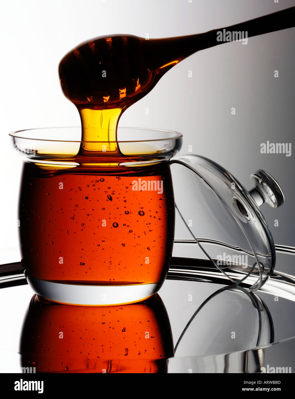 HONEY JAR AND DIPPER Stock Photo Alamy