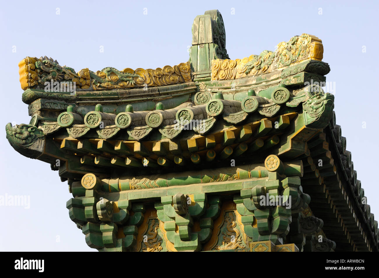 Nine Dragons Wall, Beihai Park, Beijing, China. 17-Feb-2008 Stock Photo