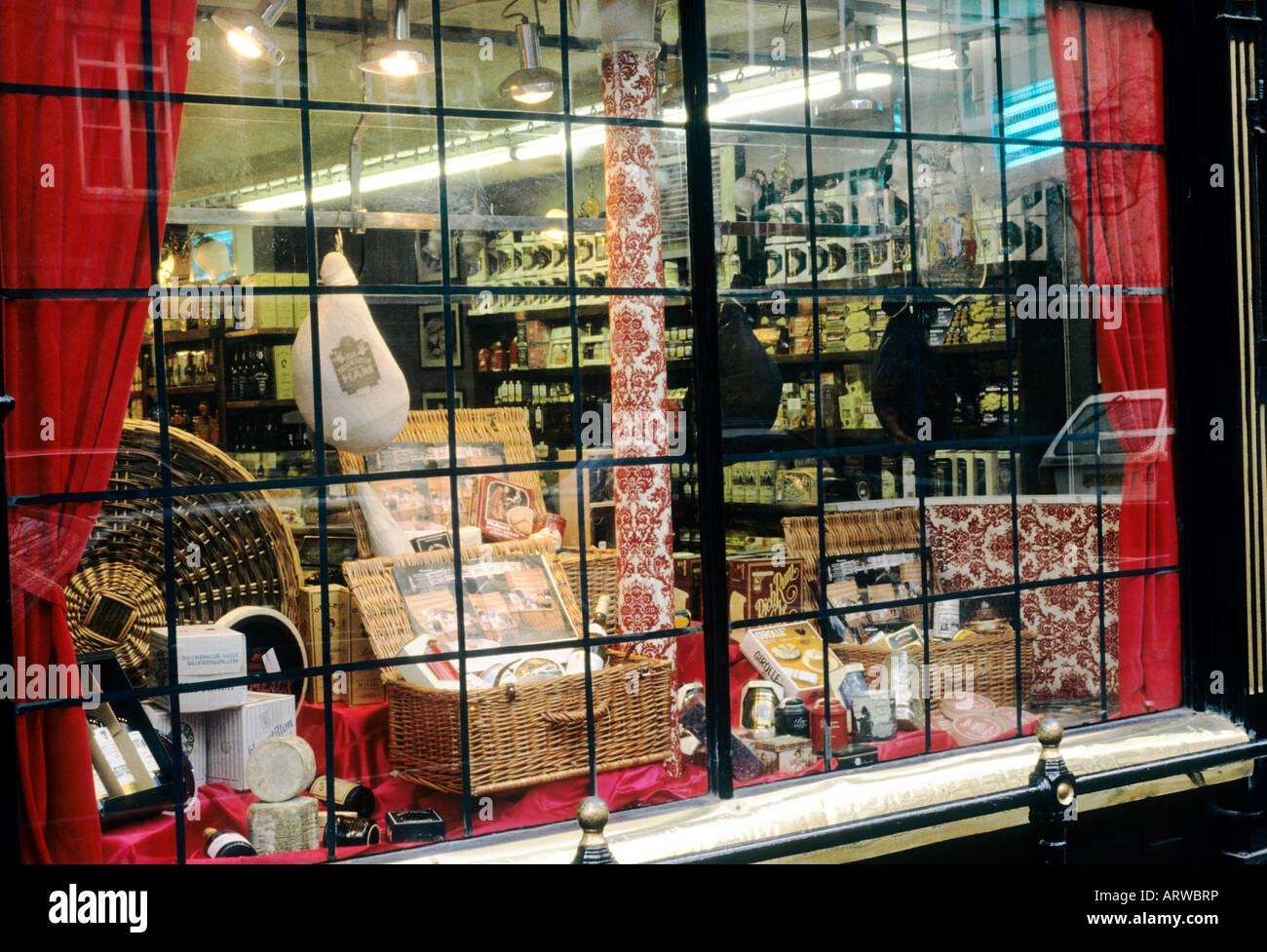 Paxton and Whitfield Jermyn Street London West End shop window front goods cheeses ham England UK wines Stock Photo