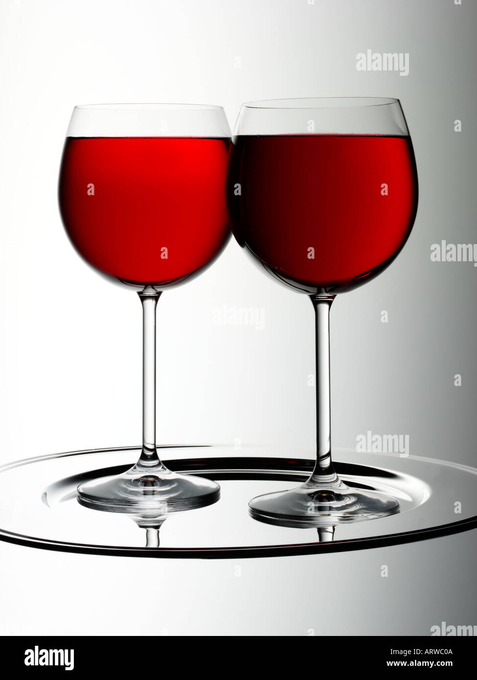 TWO GLASSES OF RED WINE Stock Photo