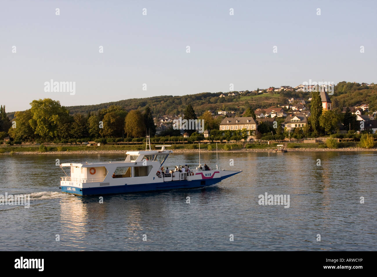 Remagen across River Rhine ferry to Erpel, Rhineland Germany Stock Photo