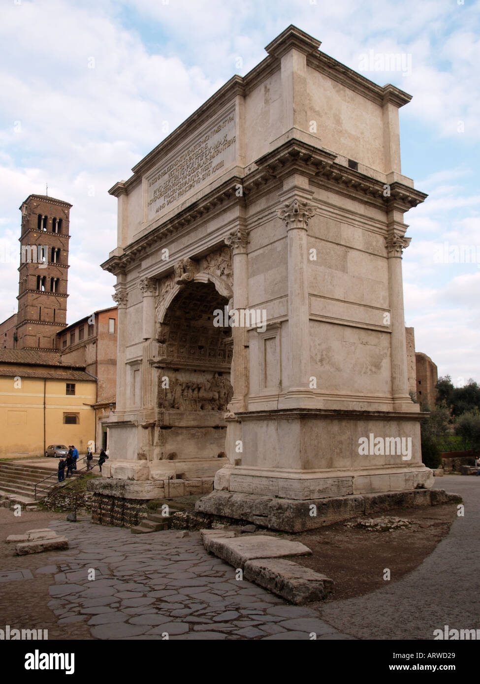 The triumphal arch of Titus used to span the via sacra Forum Romanum ...