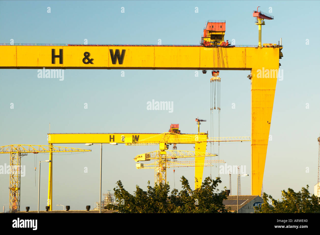 Northern Ireland Belfast Harland Wolff shipyard cranes Samson Goliath