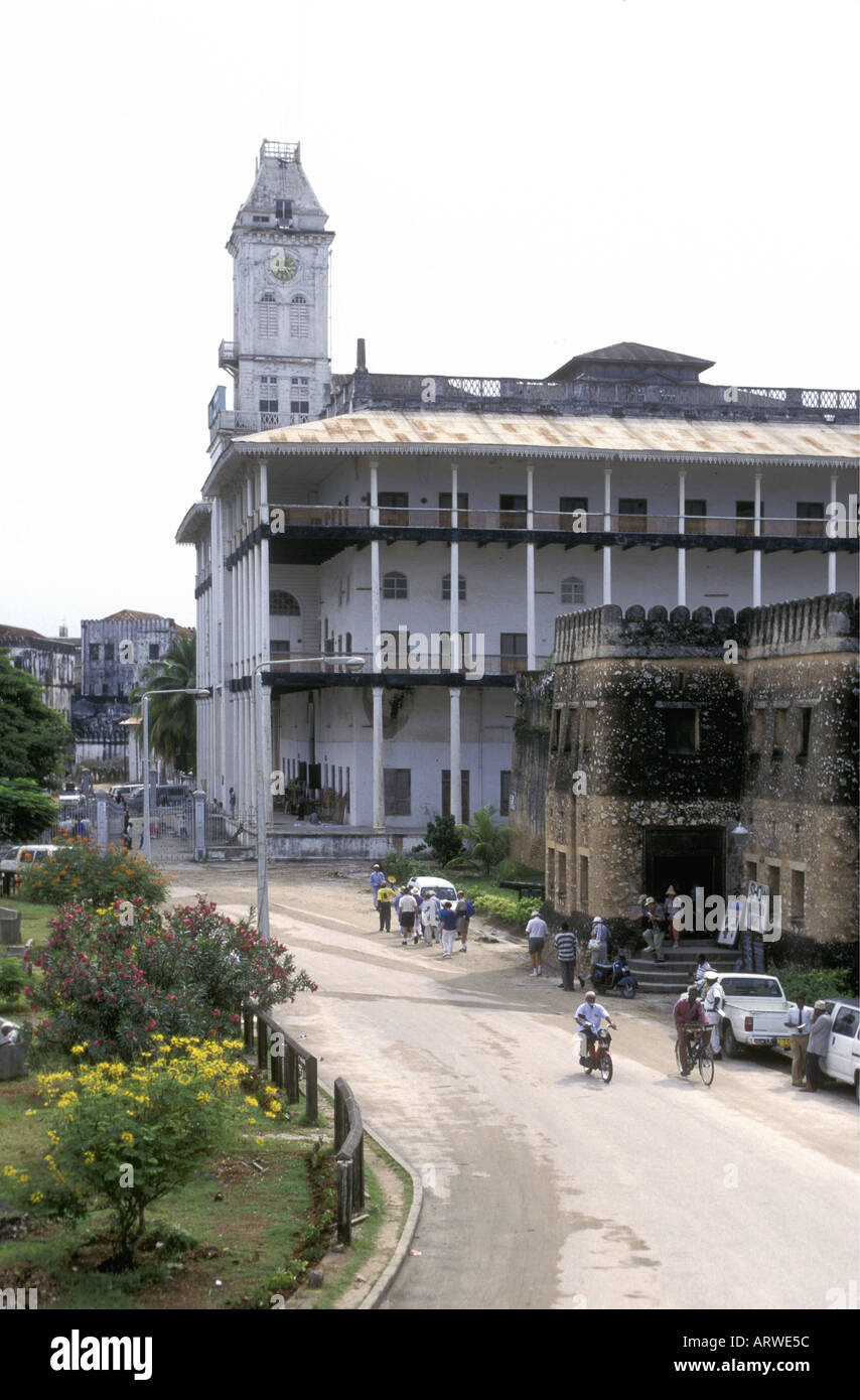 The House of Wonders or Beit el Ajaib and the Old Arab Fort in the stone town Zanzibar Tanzania East Africa Stock Photo