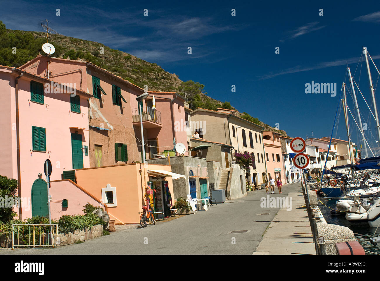 Harbour of Capraia Island, Tuscany, Italy Stock Photo Alamy