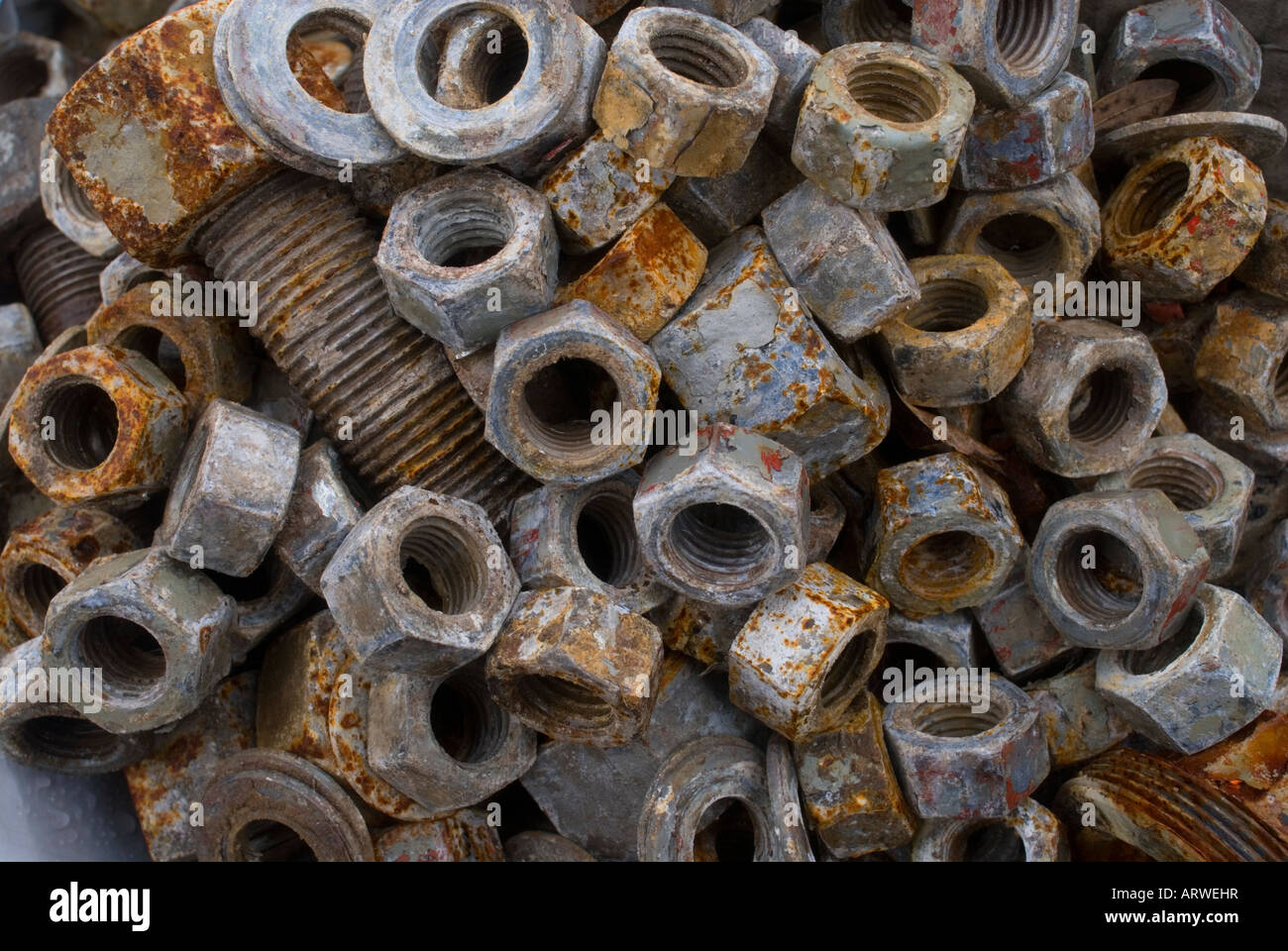 Pile of rusted nuts Stock Photo Alamy
