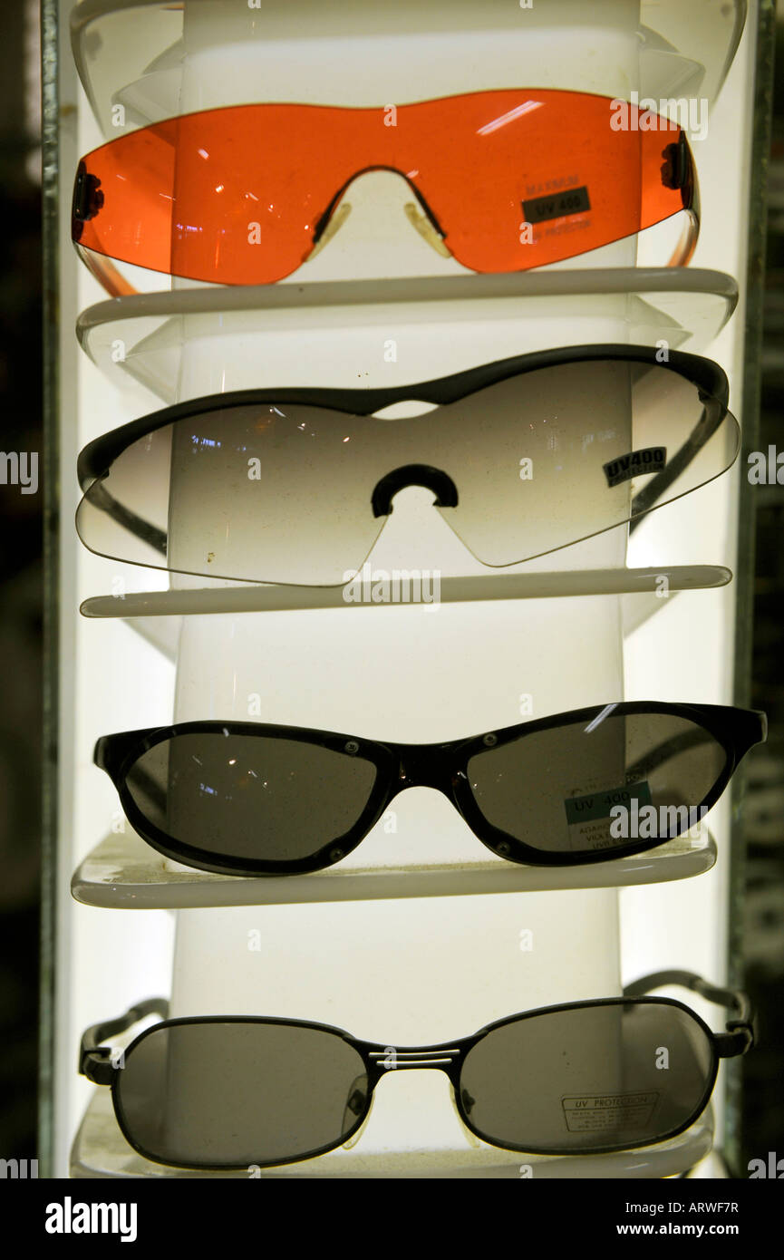 Sun glasses on display Stock Photo