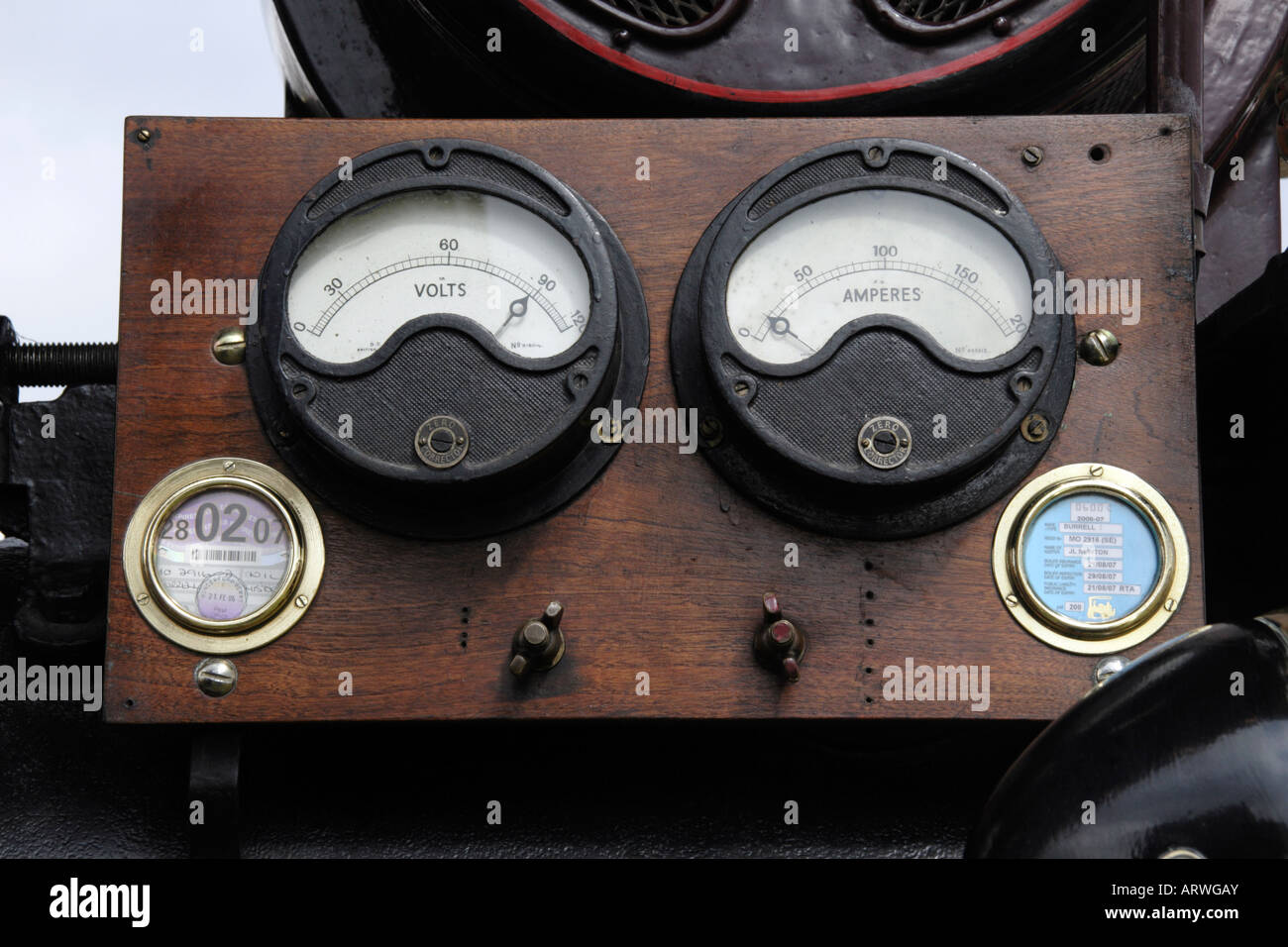 Detail of instrument dials in a vintage steam engine Stock Photo Alamy