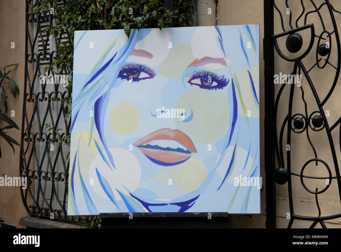 Painting of Brigitte Bardot St Tropez Stock Photo