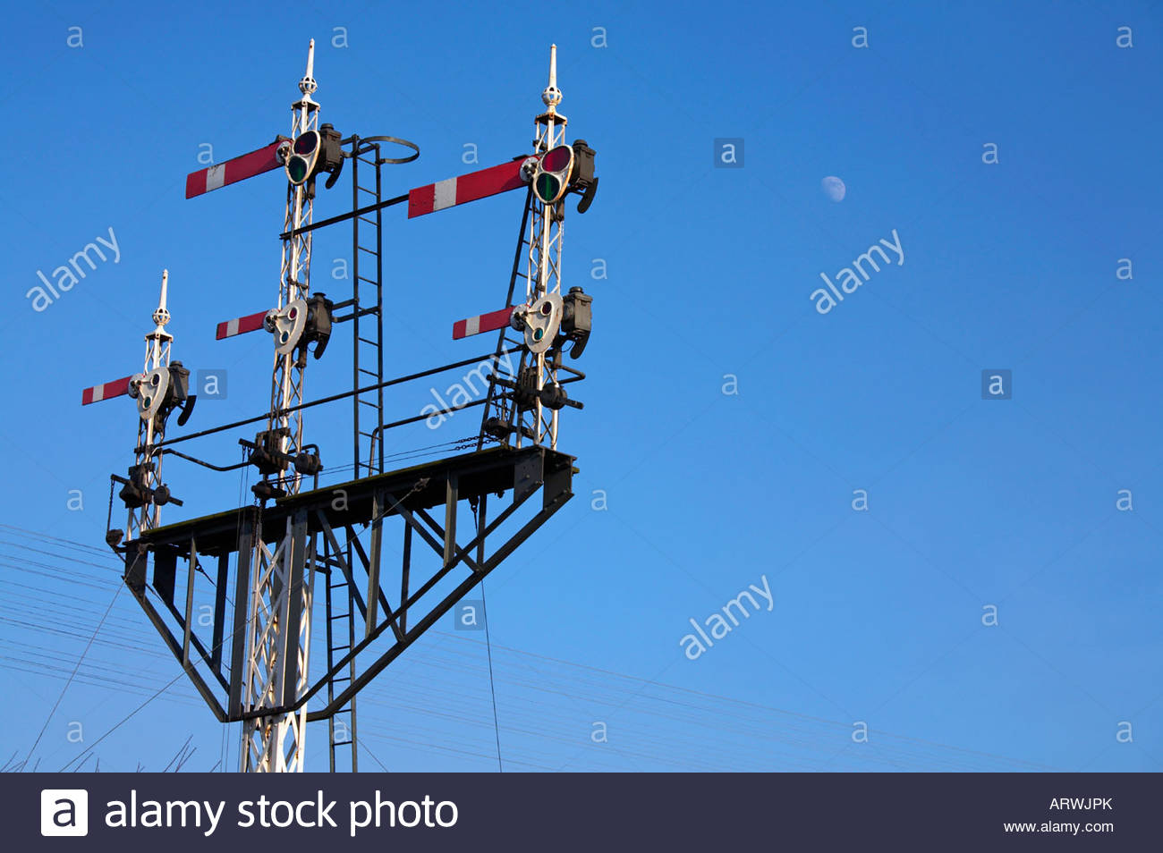 Old semaphore mechanical Railway signals Stock Photo