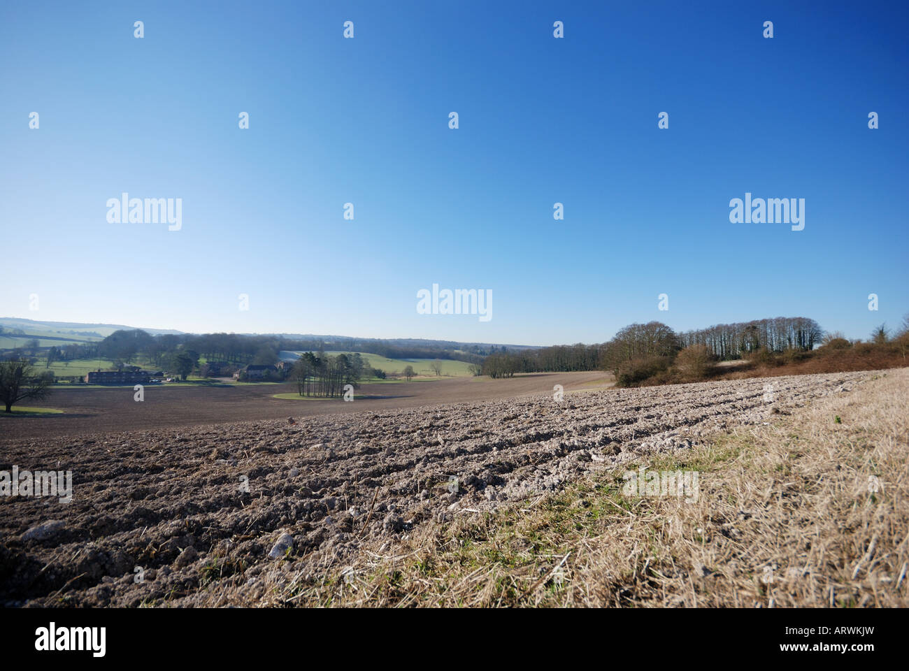 Ploughed Field the Downs Chartham Kent Stock Photo