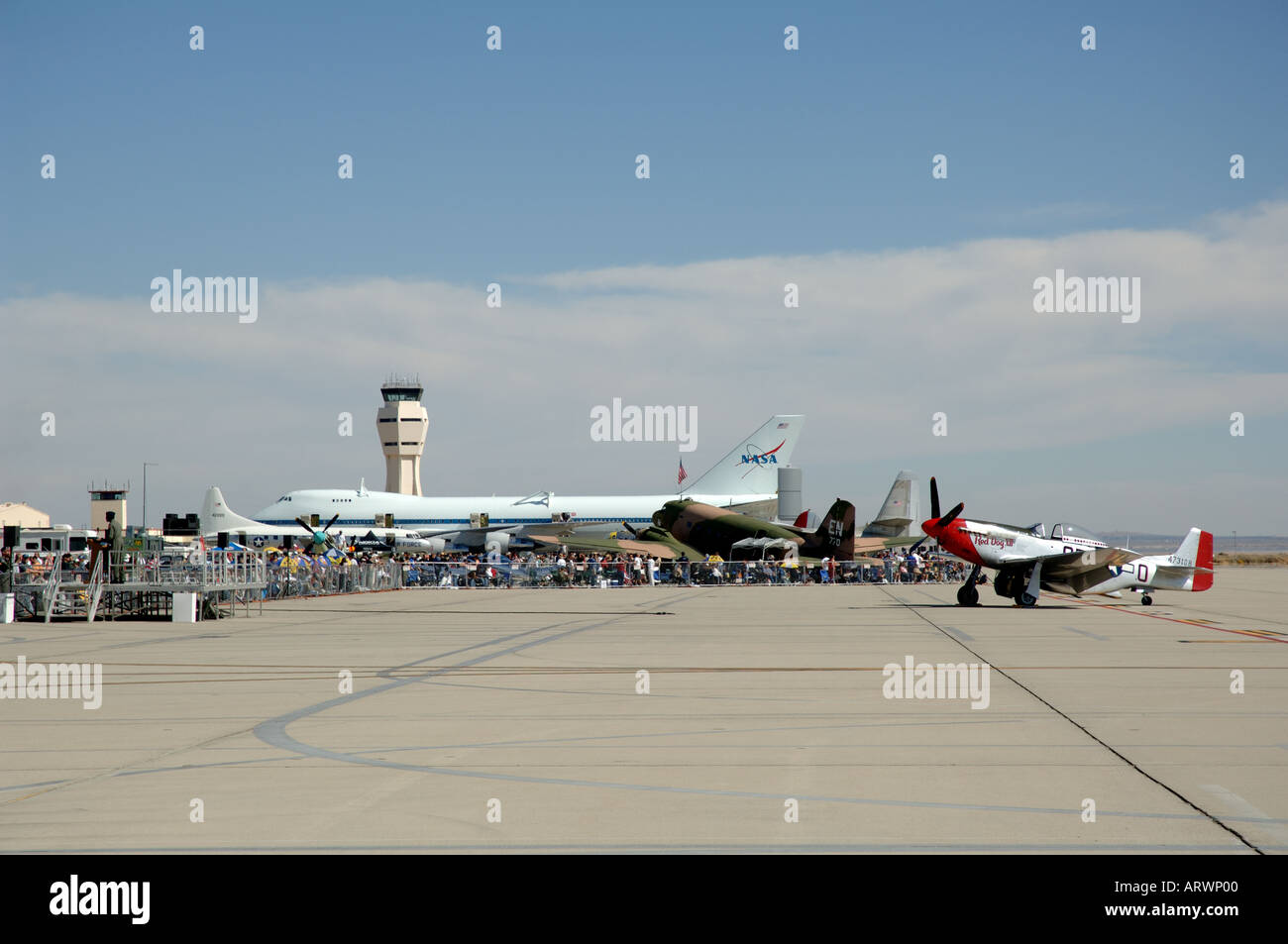 Nasa space shuttle carrier on runway at Edwards Air Force Base Open