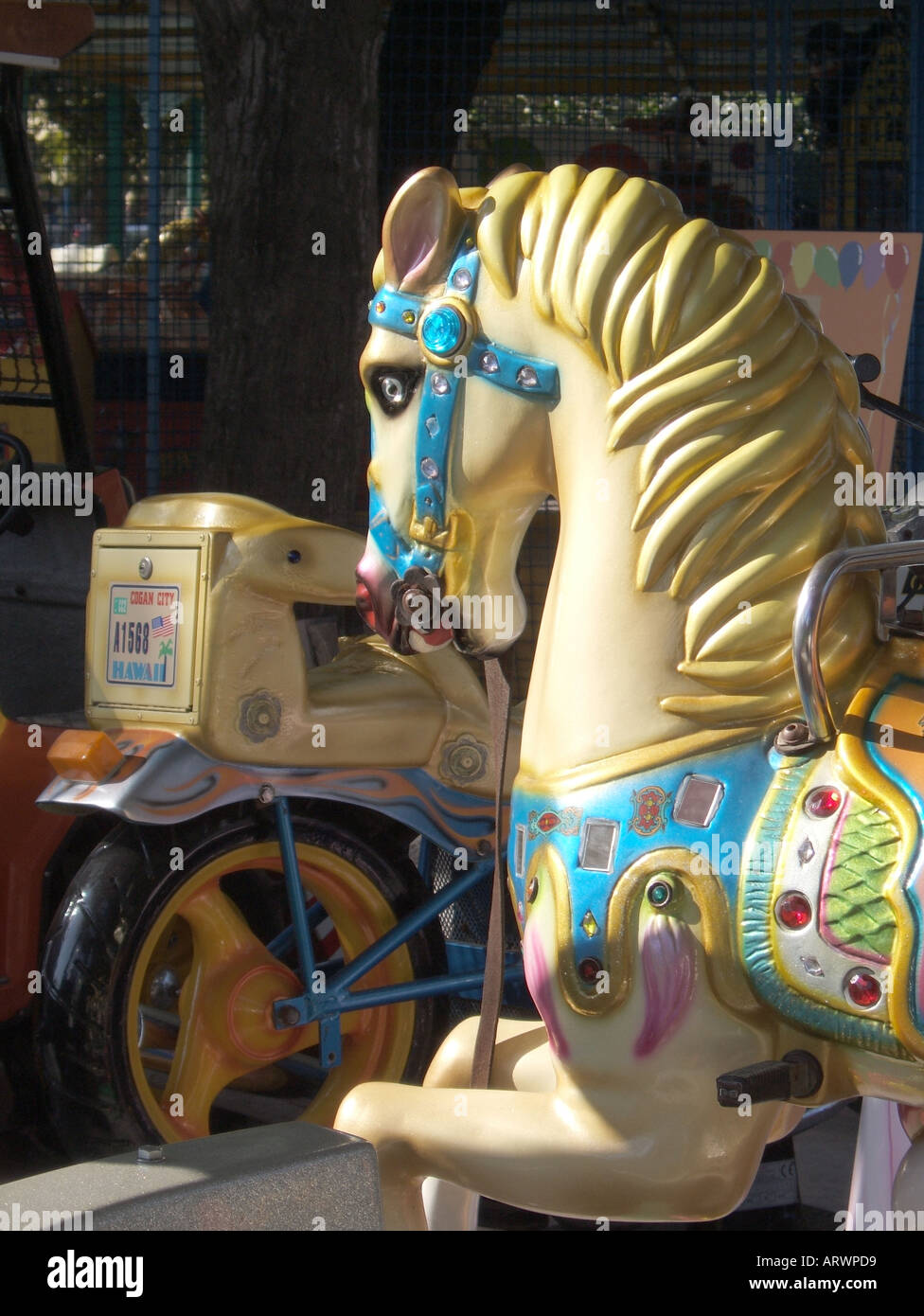 hobby horse ride in fairground Stock Photo Alamy