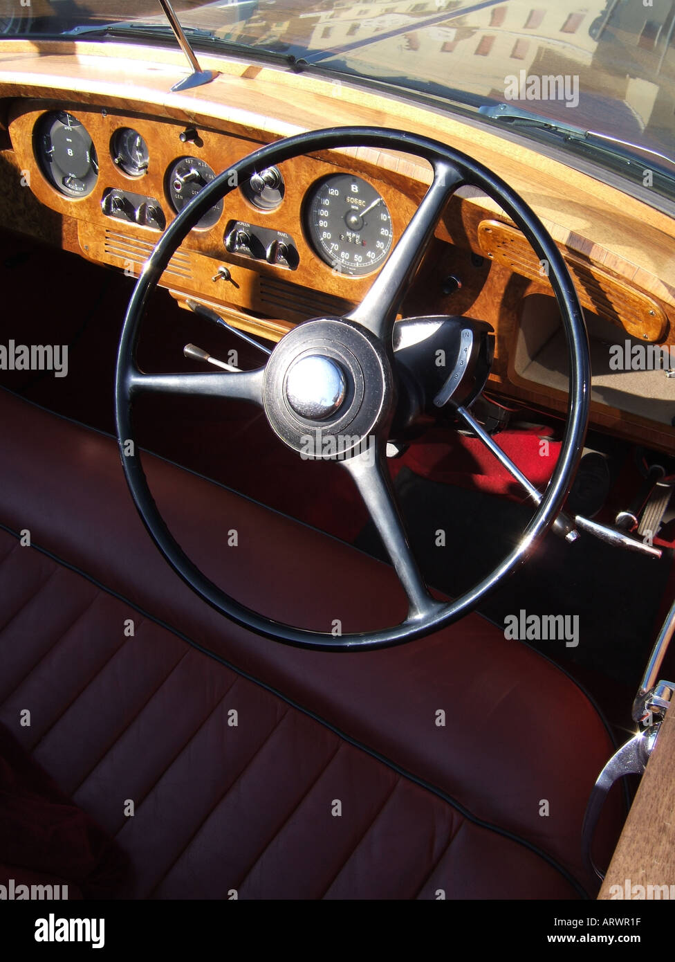 bentley classic car interior Stock Photo